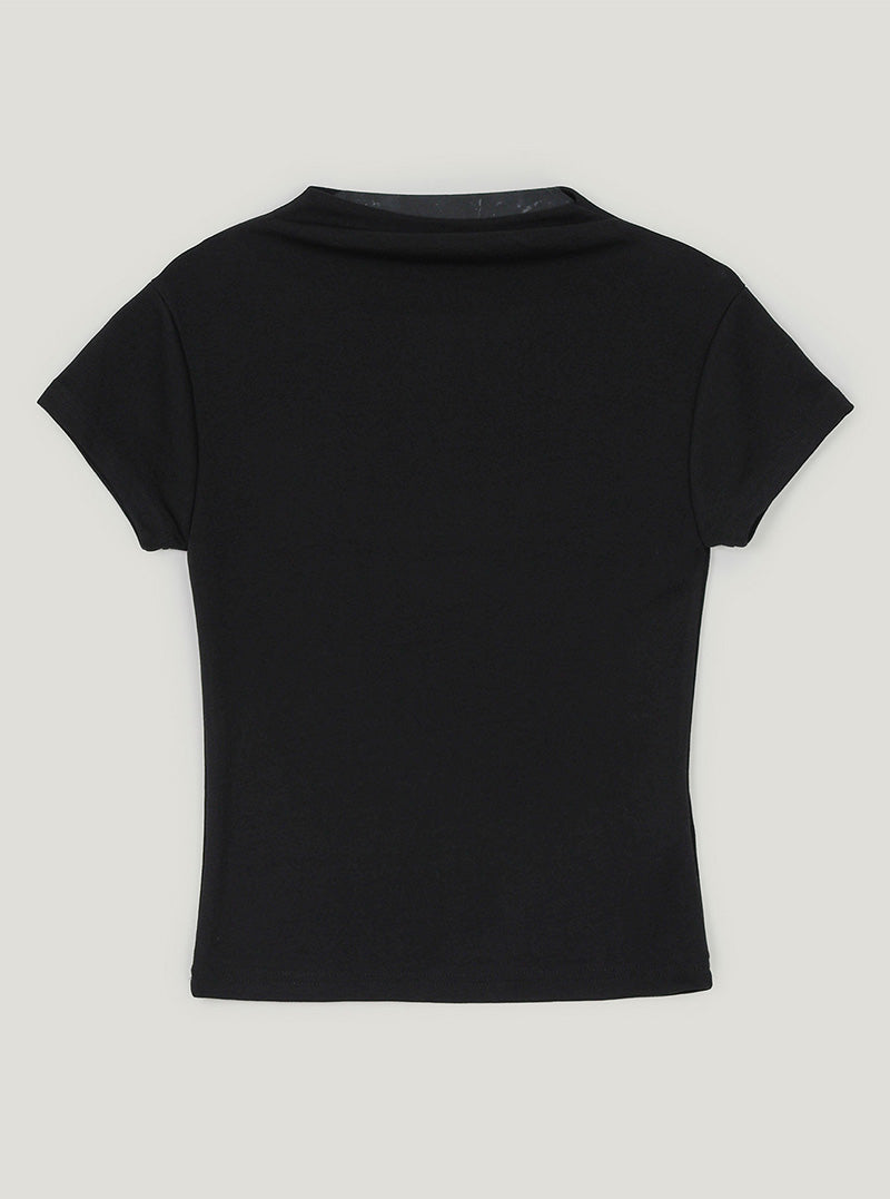 Raud basic mock neck short sleeve T-shirt