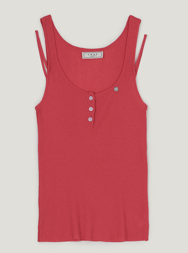 Tuden double strap button knit sleeveless