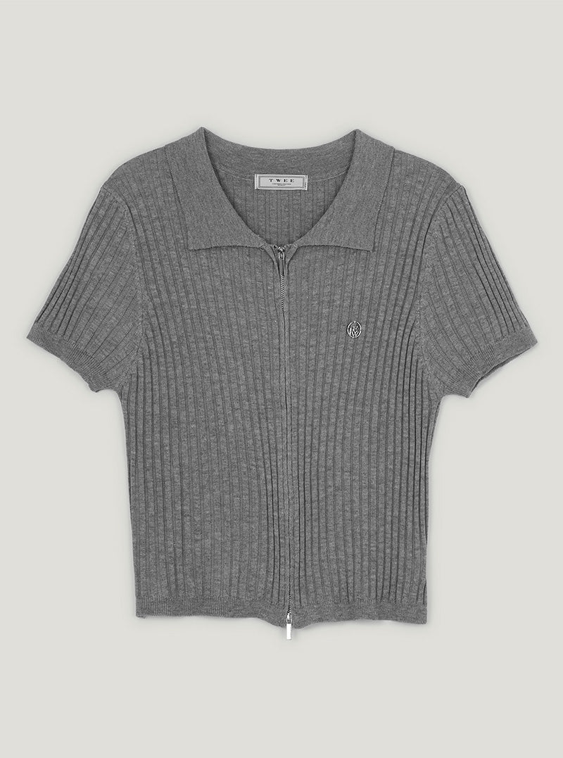 Ants collar two-way knit zip-up