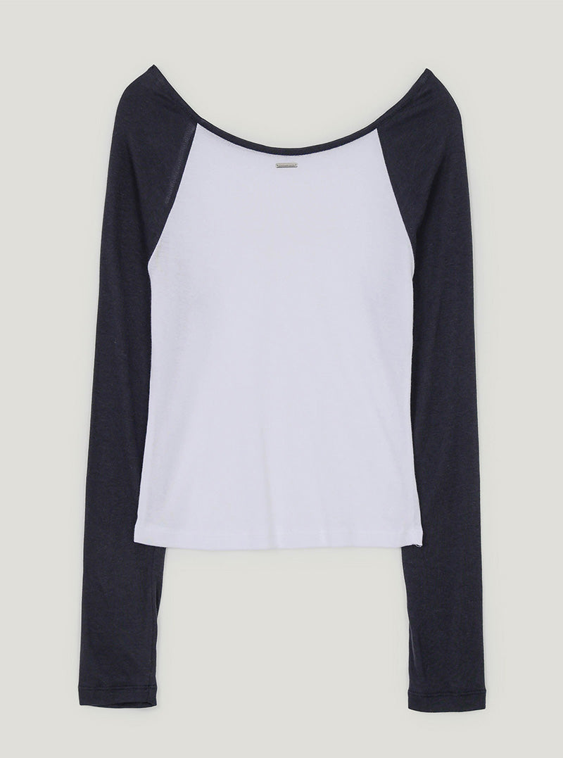 Matin contrast raglan long sleeve T-shirt