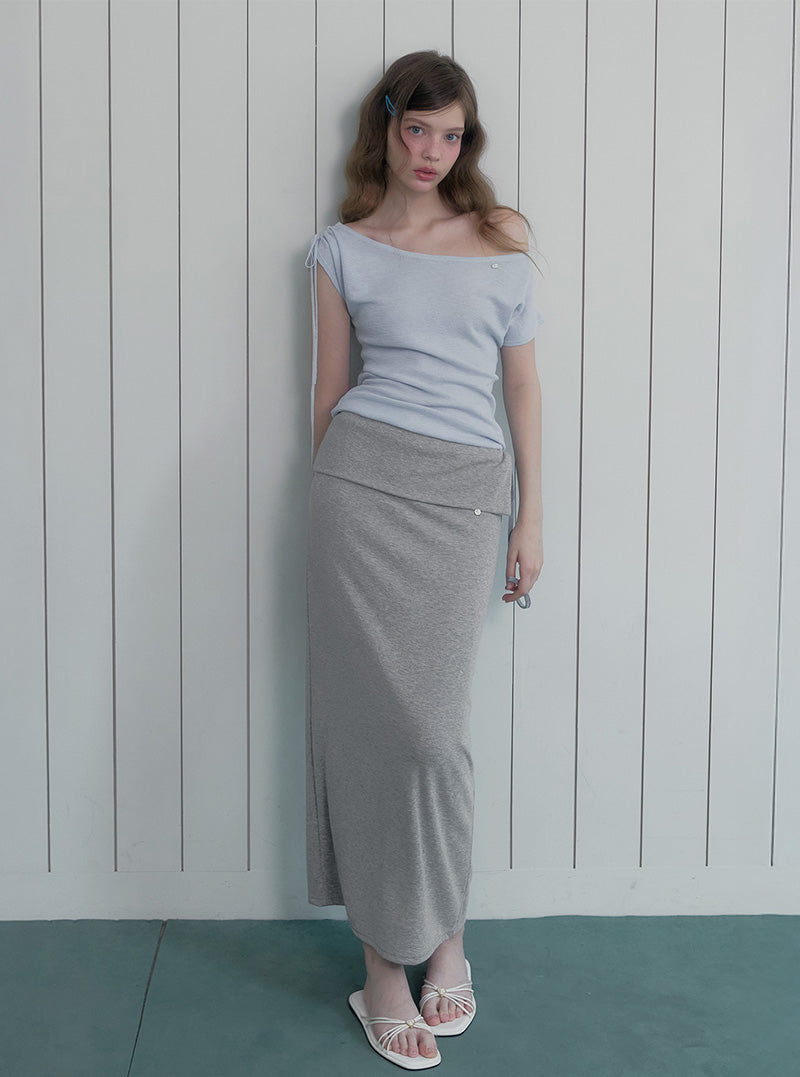 Yute folding strap long skirt