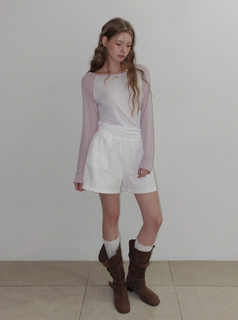Matin contrast raglan long sleeve T-shirt