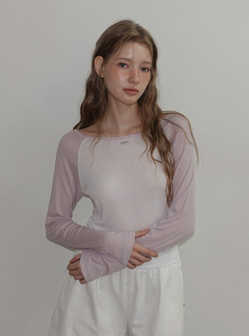 Matin contrast raglan long sleeve T-shirt
