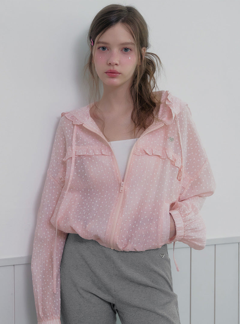 Tieon frill lace hood wind jumper