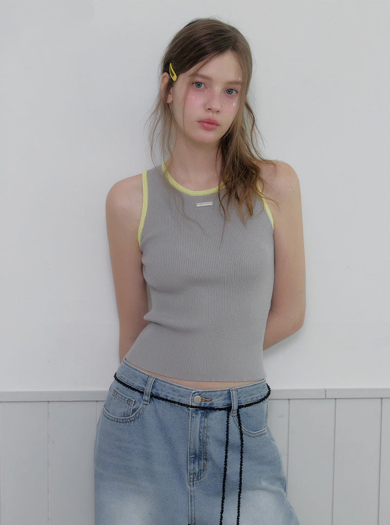 Smon contrast symbol knit sleeveless