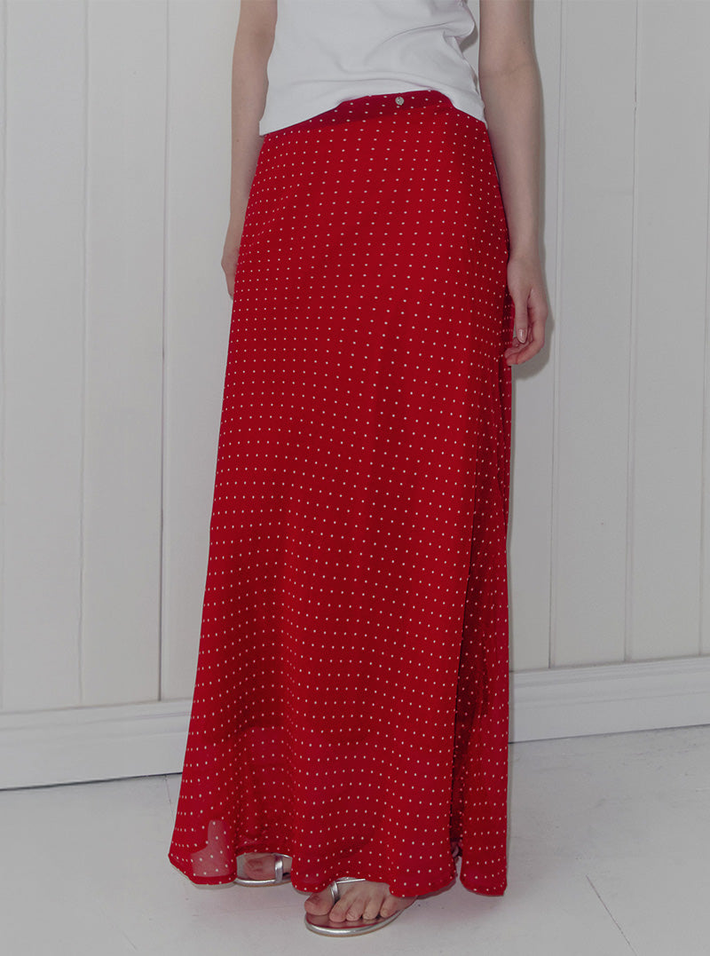 Melo dot banding maxi long skirt