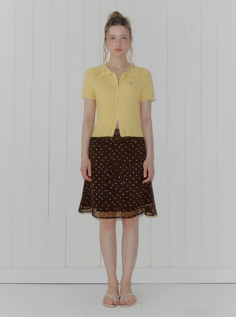 Tine dot chiffon midi skirt