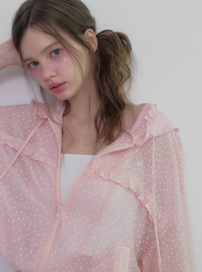 Tieon frill lace hood wind jumper