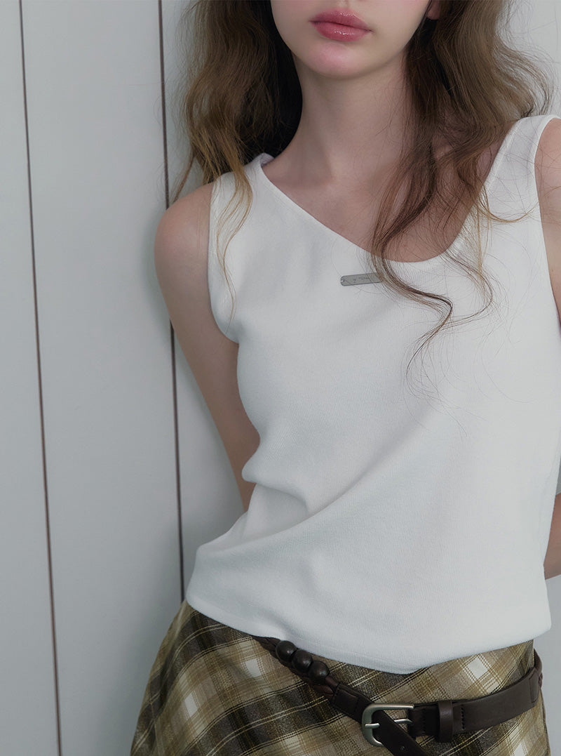 Dewz unbalance neck knit sleeveless