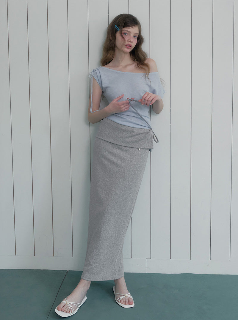 Yute folding strap long skirt