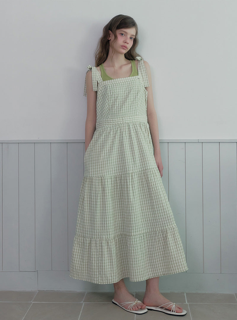 Pendue tiered strap sleeveless long dress