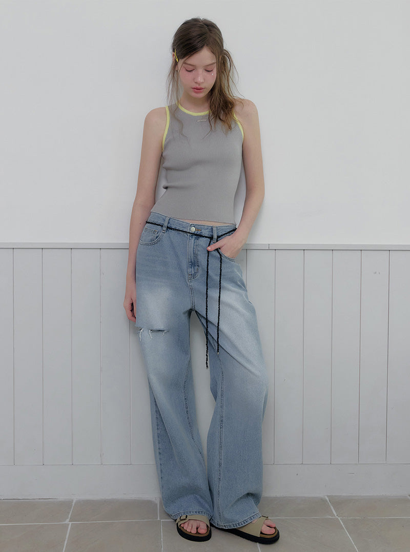 Smon contrast symbol knit sleeveless