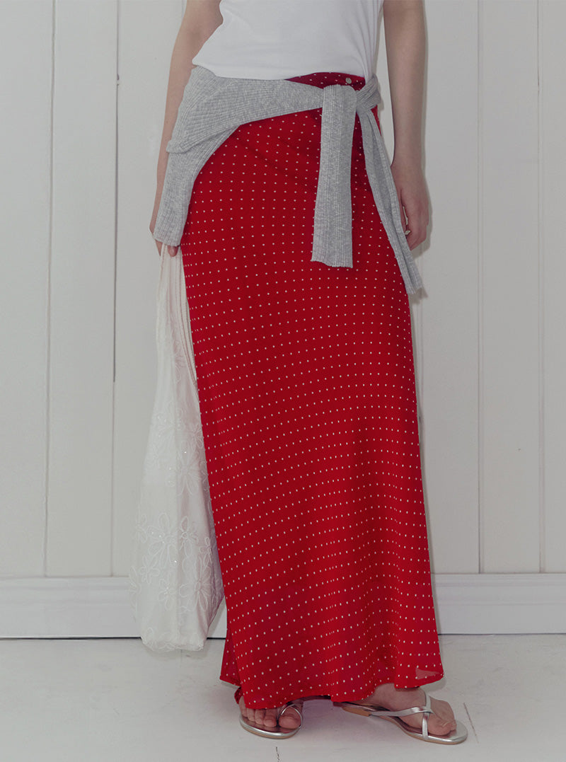Melo dot banding maxi long skirt