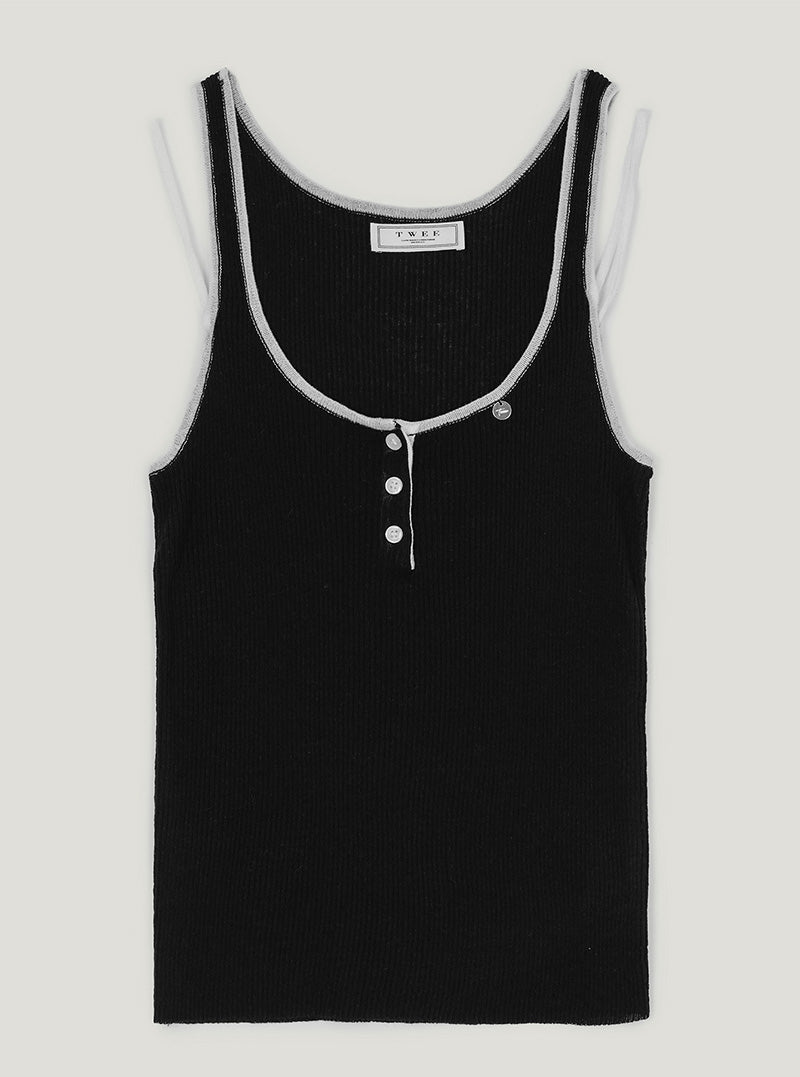Tuden double strap button knit sleeveless