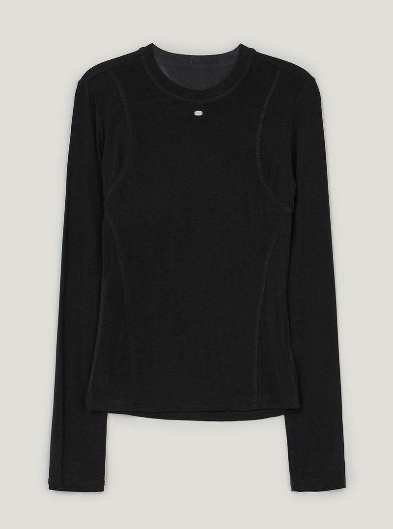 Gat panel round neck long sleeve T-shirt