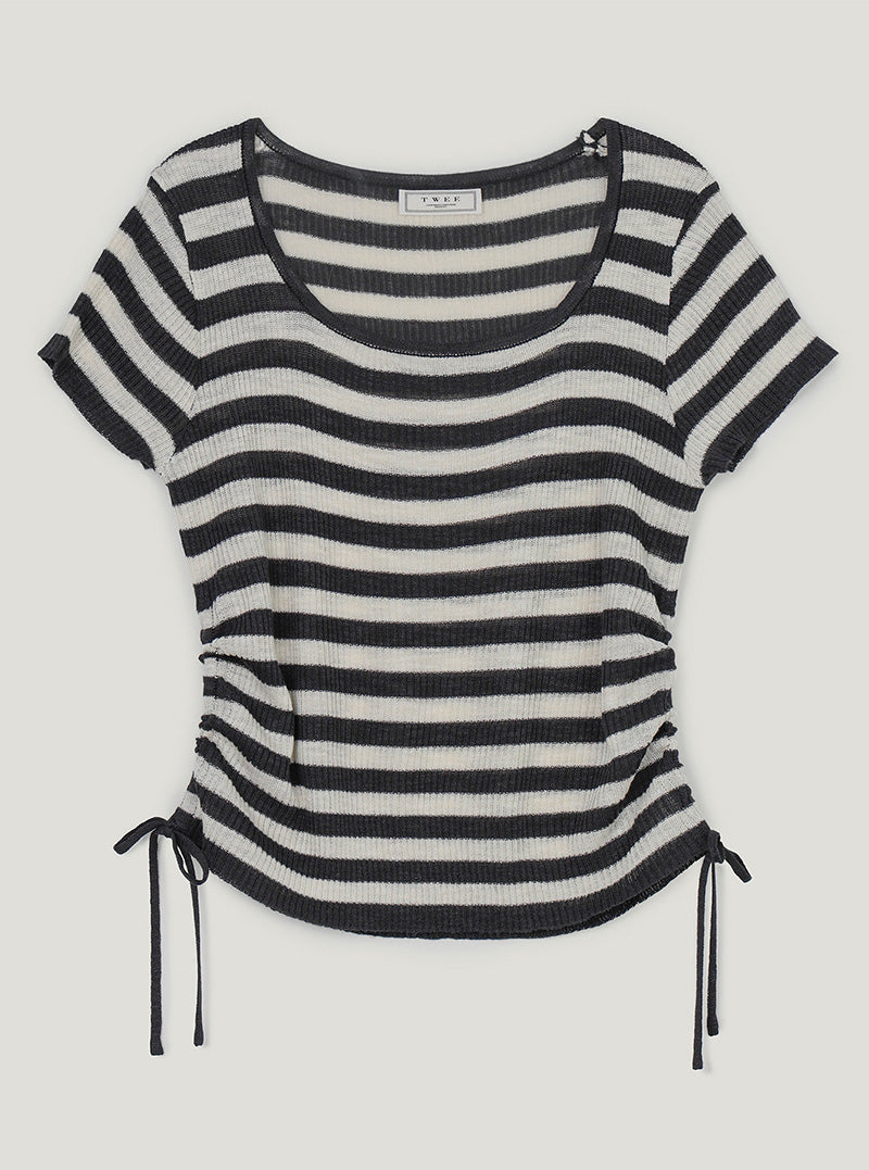Lilpin shirring square short sleeve knit