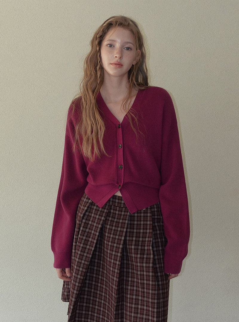 Eld V-neck loose-fit knit long sleeve cardigan