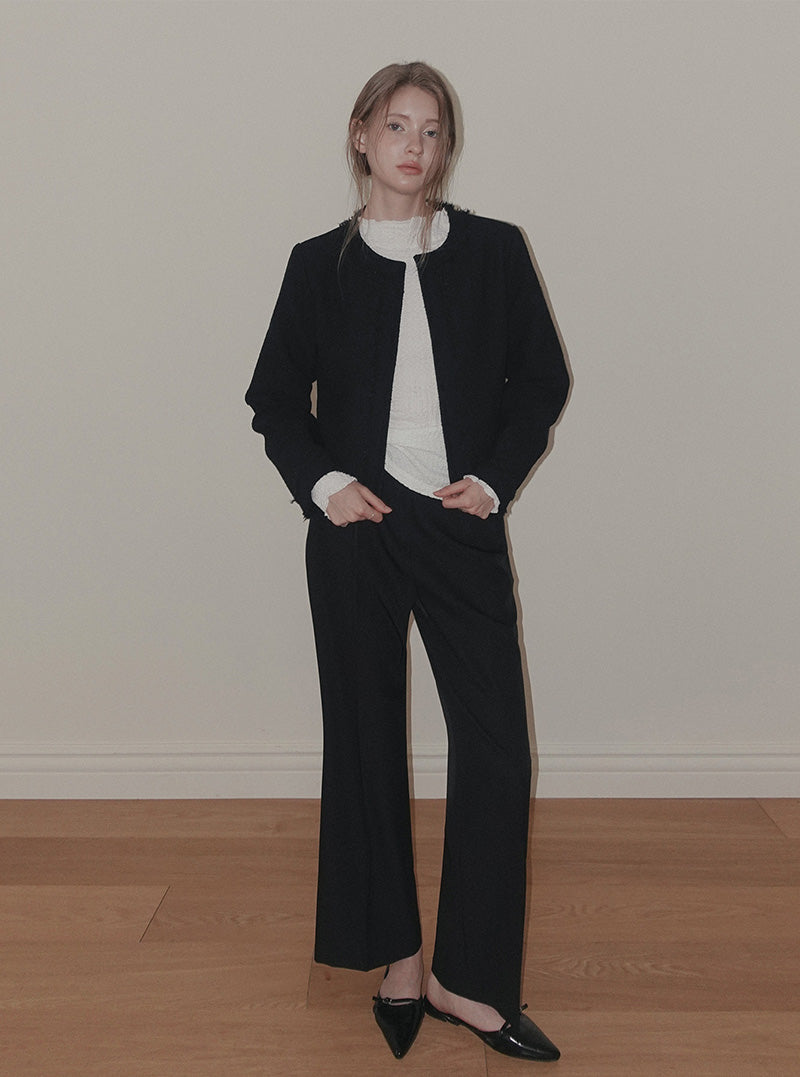 Pilo fringe cropped tweed long sleeve jacket