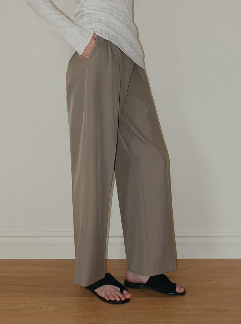 Pendil asymmetric button pintuck wide long slacks pants
