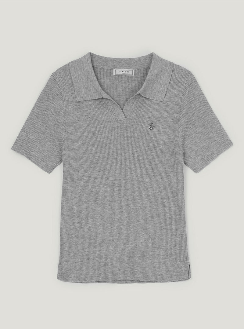 Rildin open collar short sleeve knit