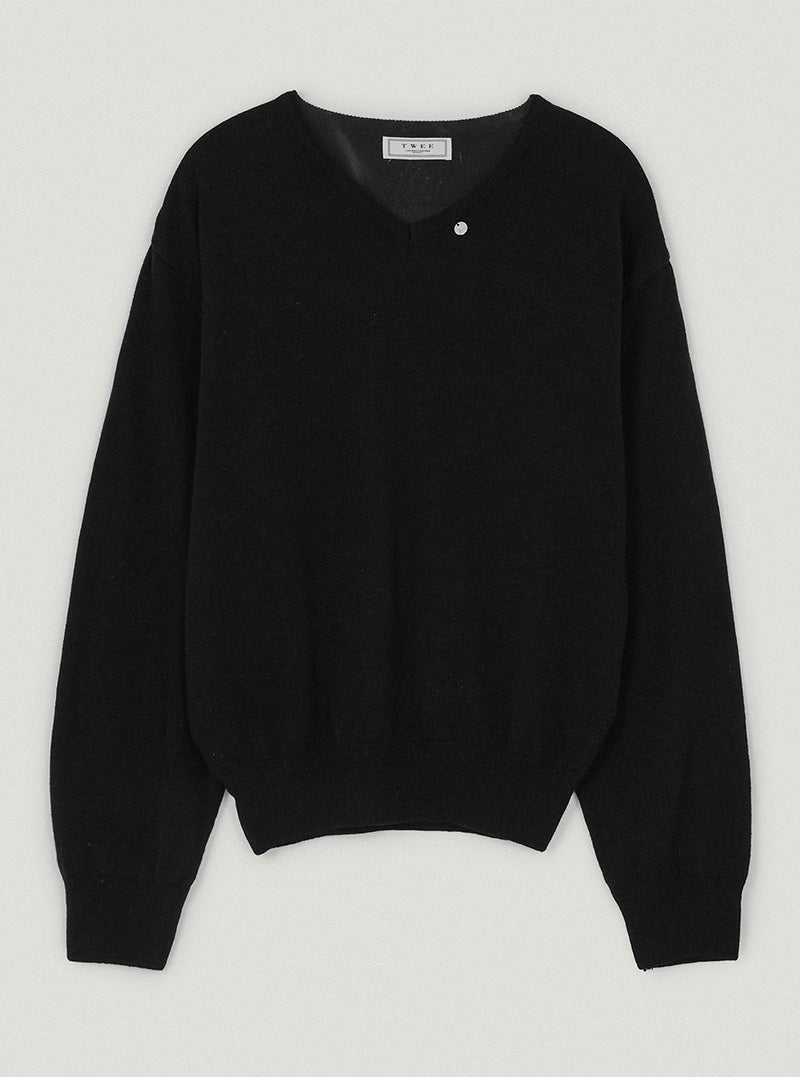 Dallot basic V-neck long sleeve knit