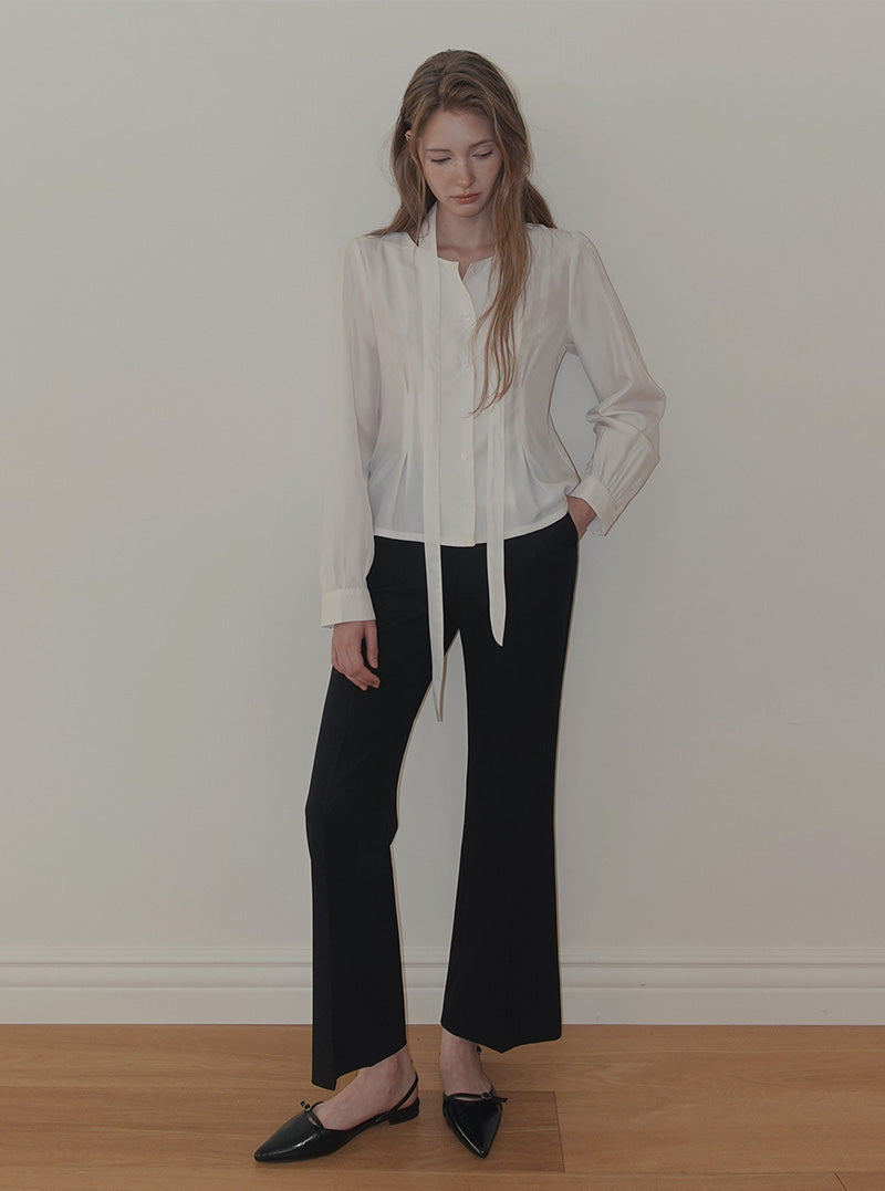 Hender hidden banding bootscut long slacks pants