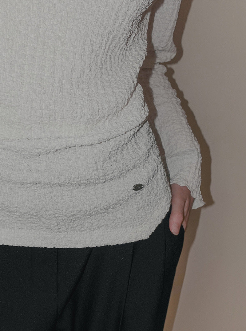 Zdil shirred high-neck long sleeve T-shirt