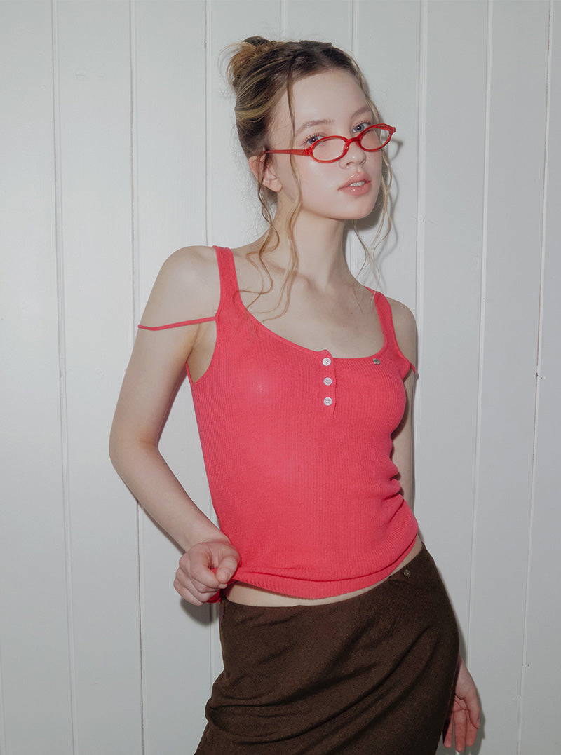 Tuden double strap button knit sleeveless
