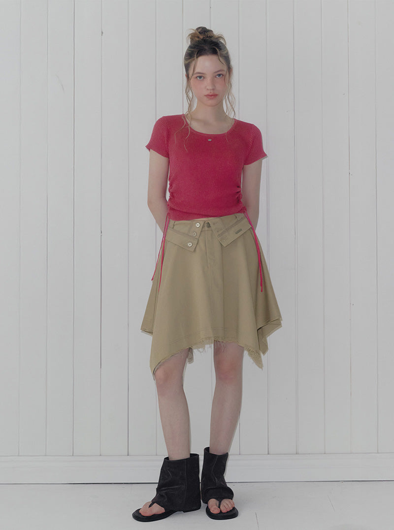 Lilpin shirring square short sleeve knit