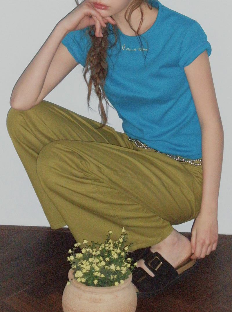 Hezen color straight long pants
