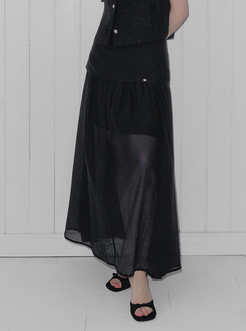 Mels layered flare long skirt