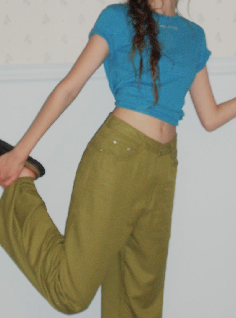 Hezen color straight long pants