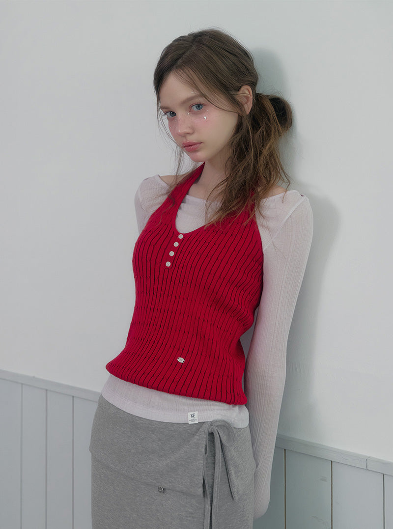 Cheron halterneck cable knit sleeveless