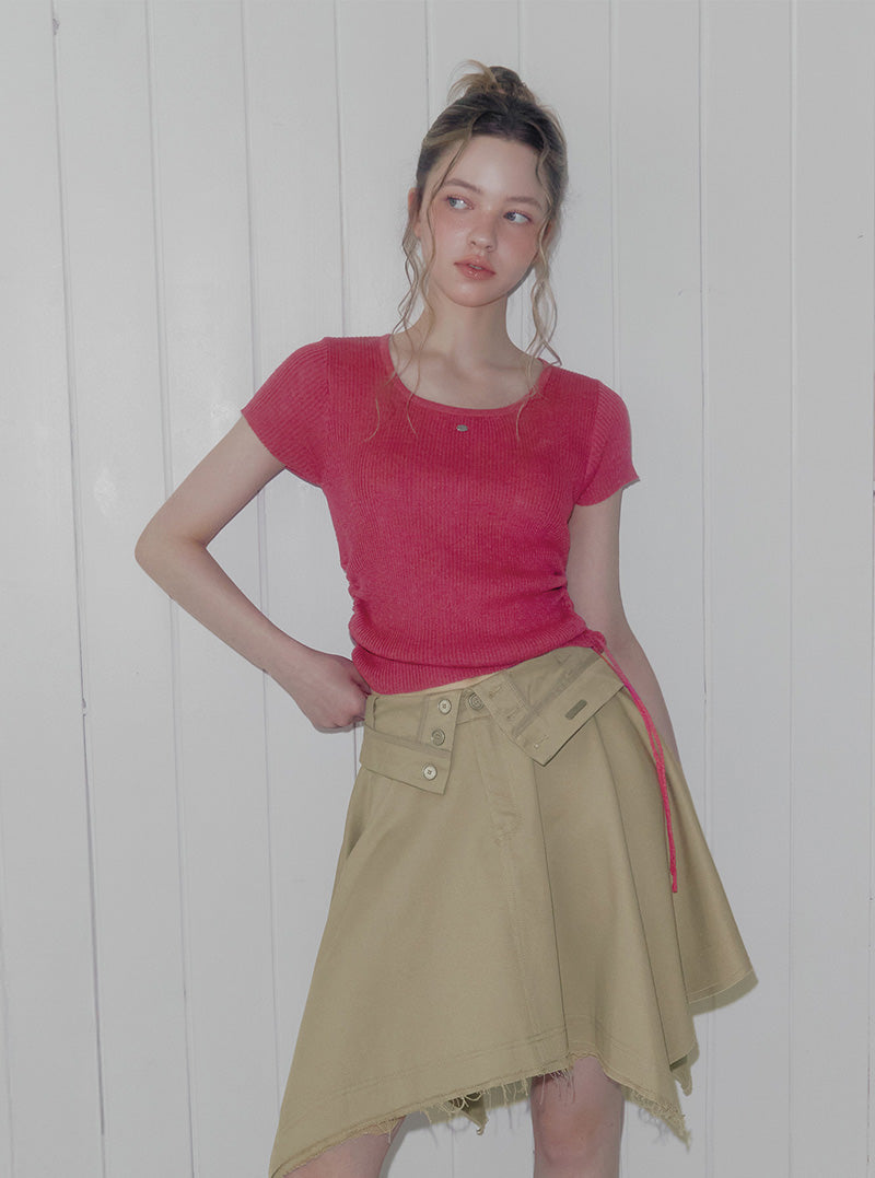 Lilpin shirring square short sleeve knit