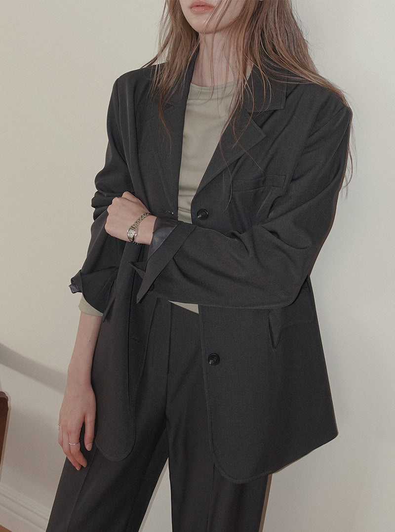 Odu basic blazer long sleeve jacket