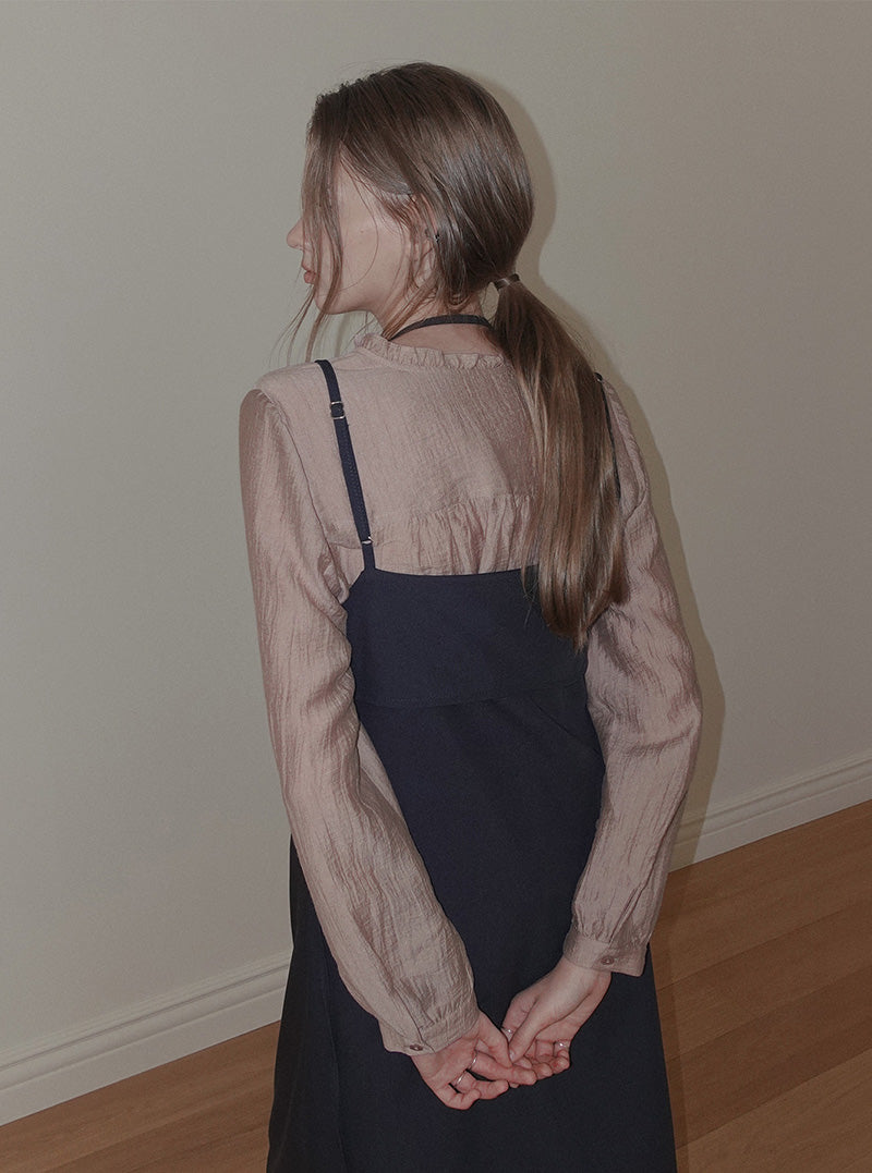 Kerit frill V-neck long sleeve blouse