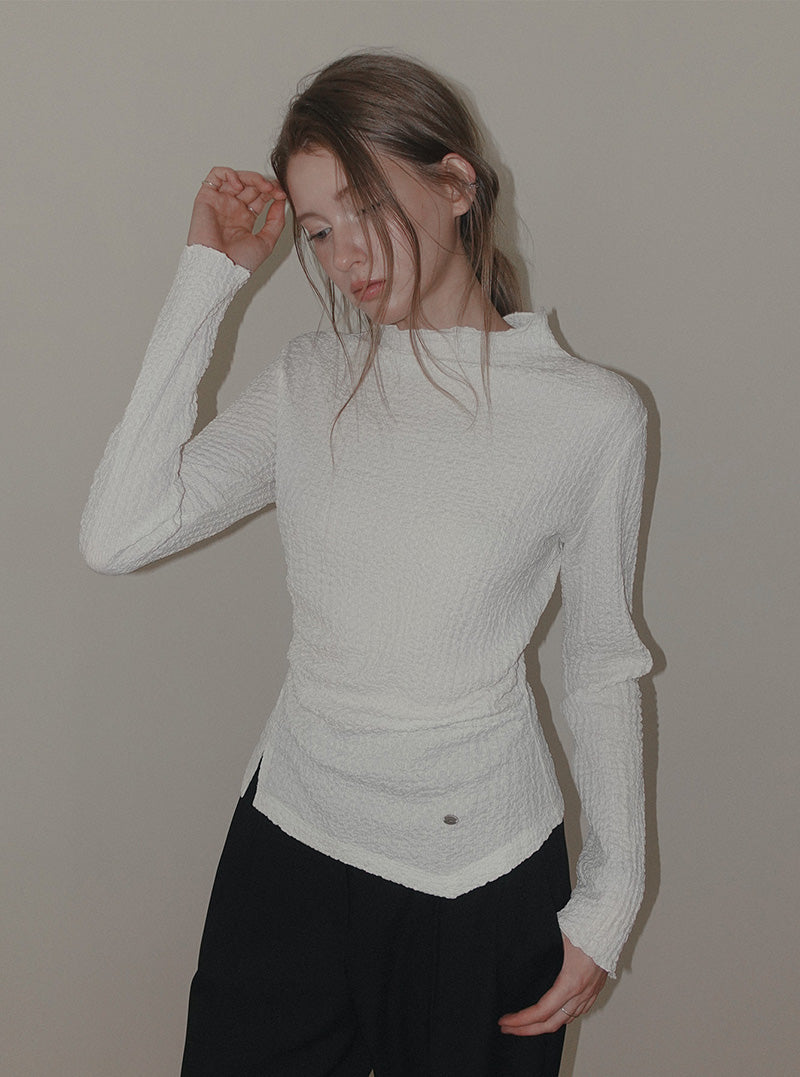 Zdil shirred high-neck long sleeve T-shirt
