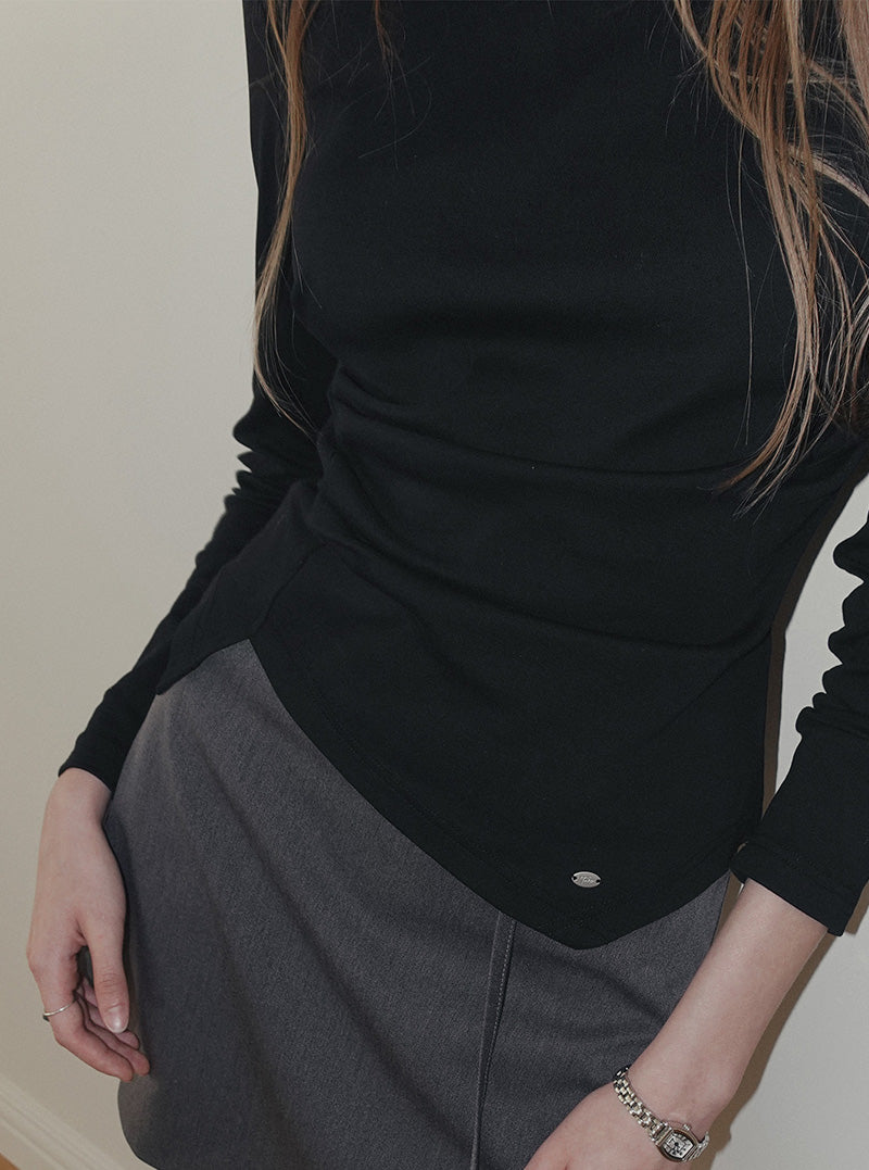 Siter asymmetrical shirring long sleeve T-shirt