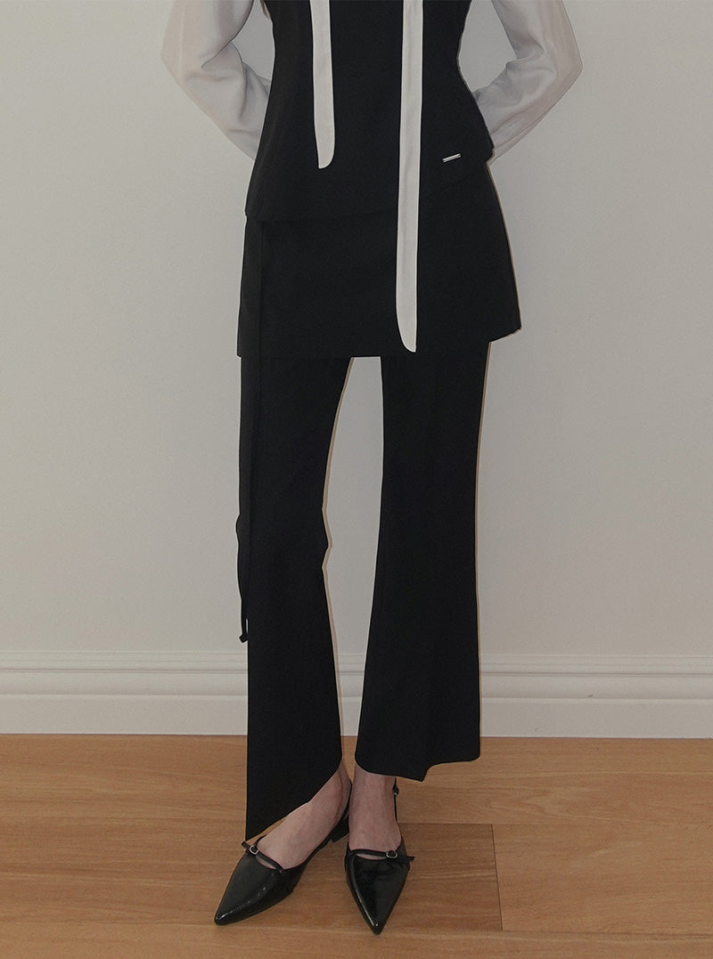 Hender hidden banding bootscut long slacks pants