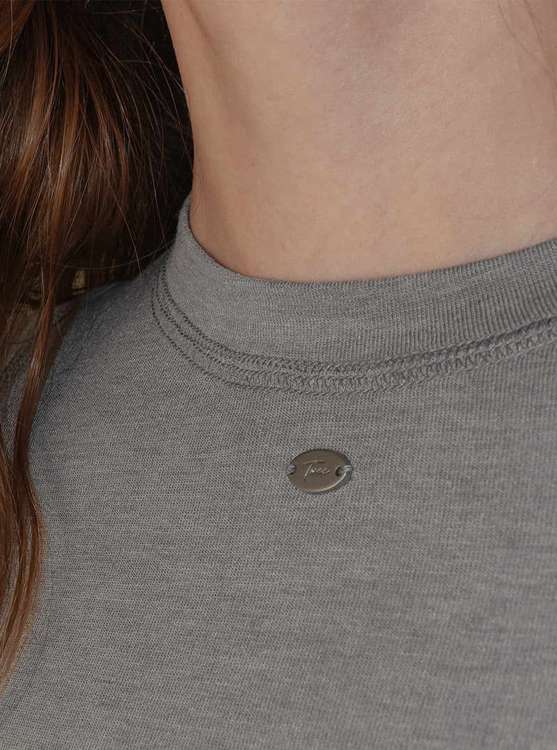 Gat panel round neck long sleeve T-shirt
