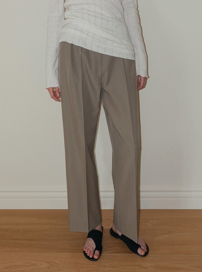 Pendil asymmetric button pintuck wide long slacks pants