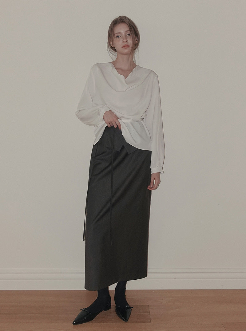 Spen turtleneck long sleeve blouse (strap set)