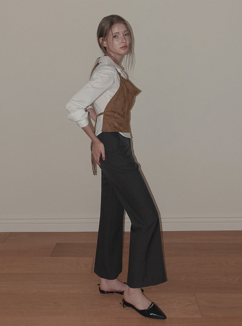 Hender hidden banding bootscut long slacks pants