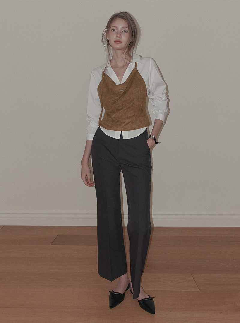 Hender hidden banding bootscut long slacks pants