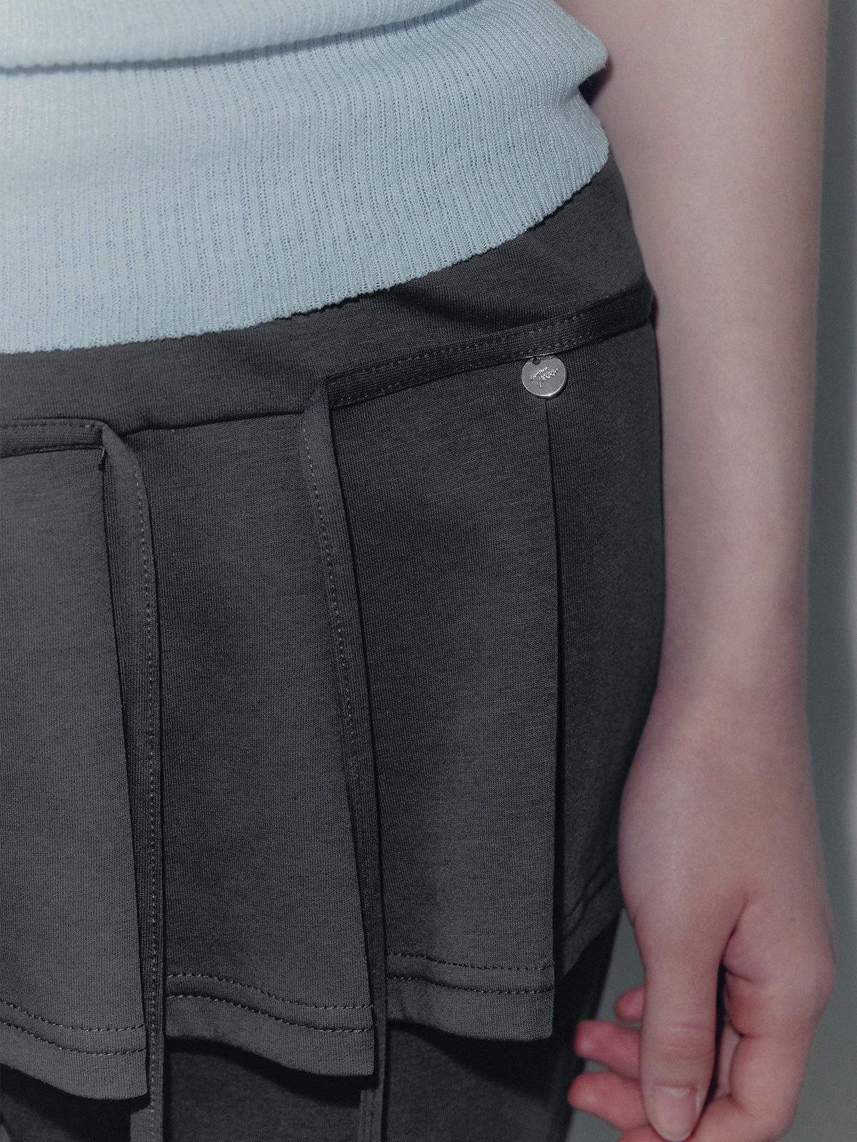 Renbe pleats layered banding long pants