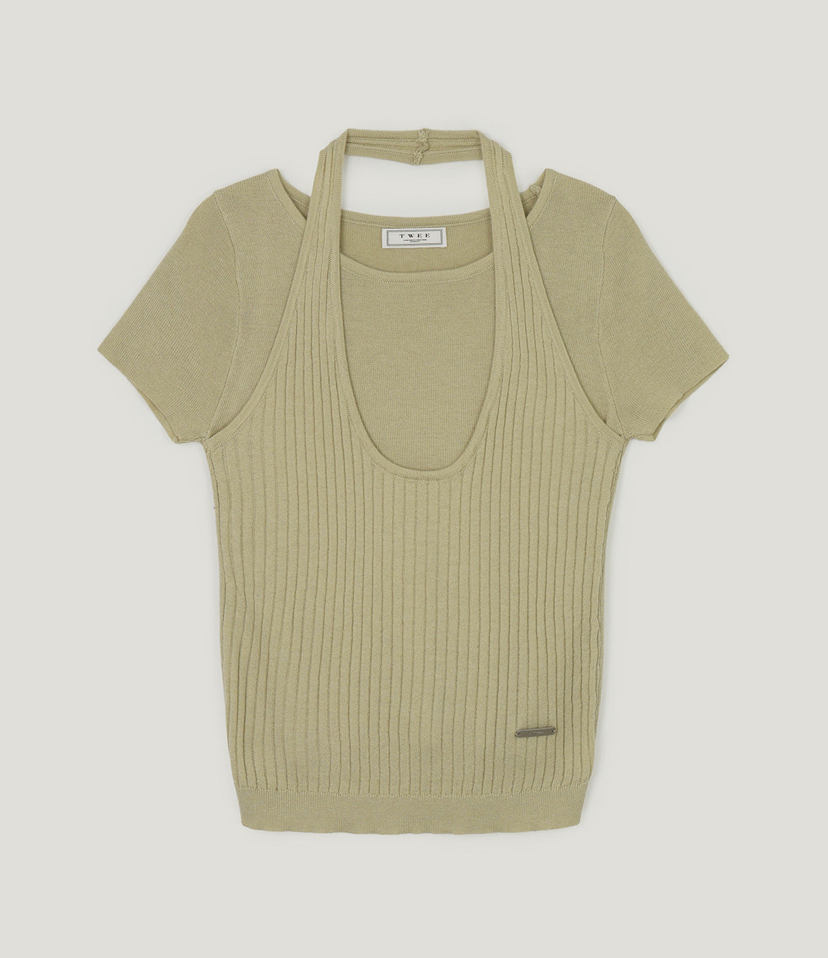 TWEE Neckholder mit Lagen, Kurzarm-Strick