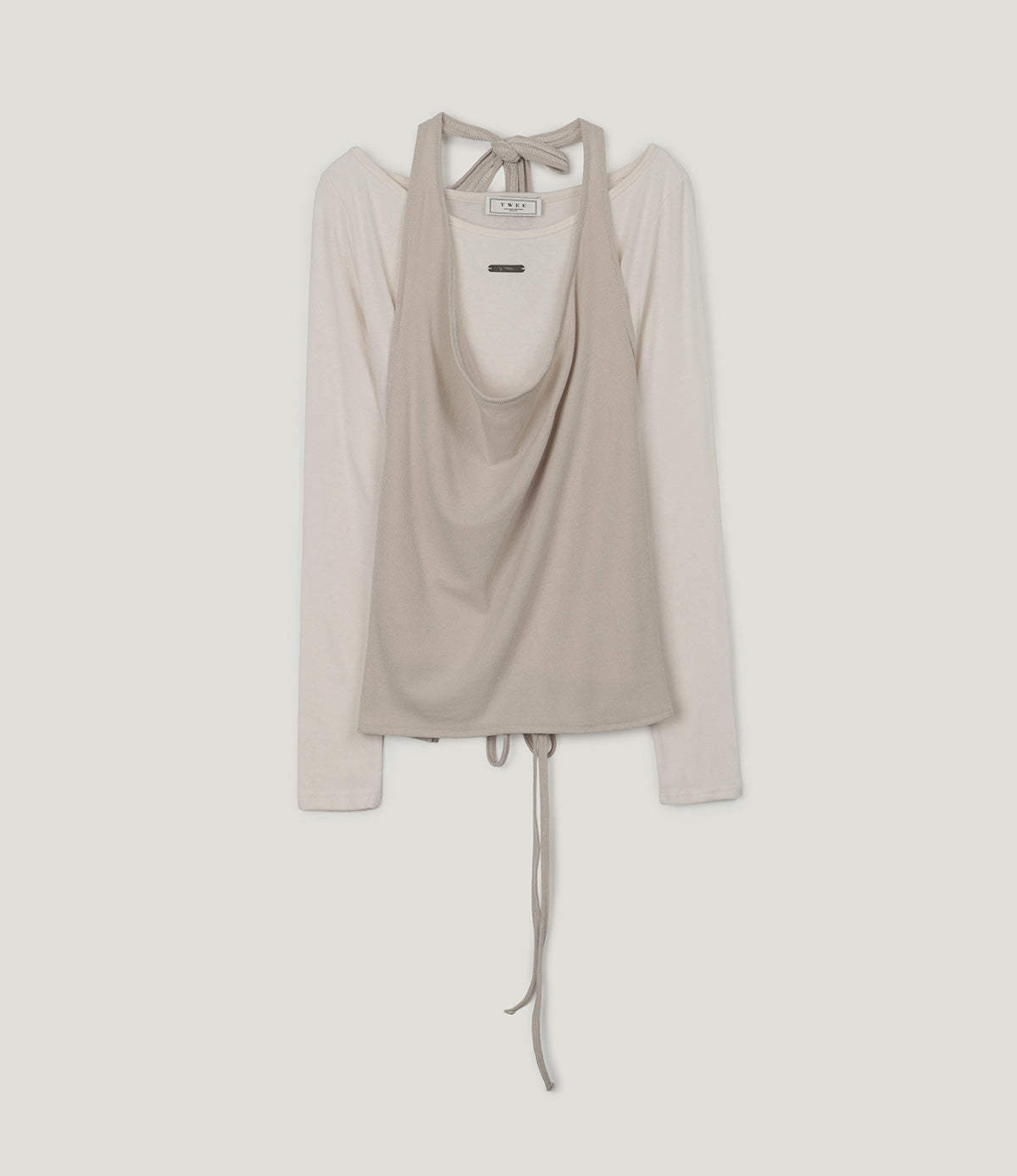 Berren halter neck sleeveless & long sleeve t-shirt set