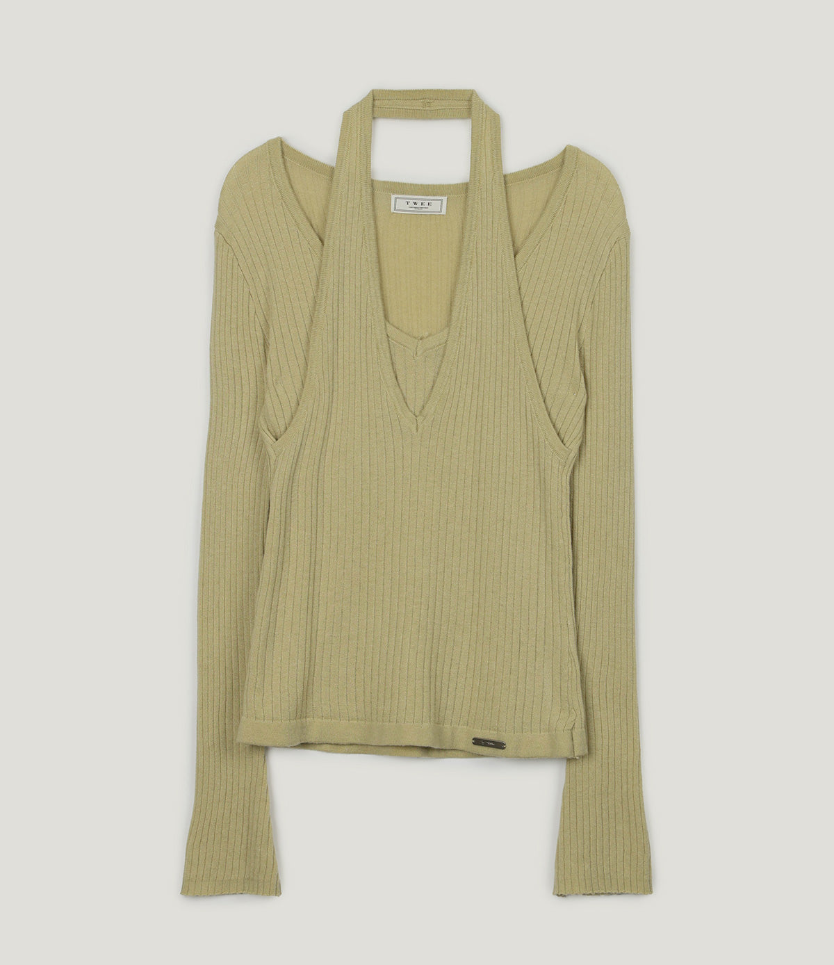 TSNUT Halter-Neck Layered Knit Top