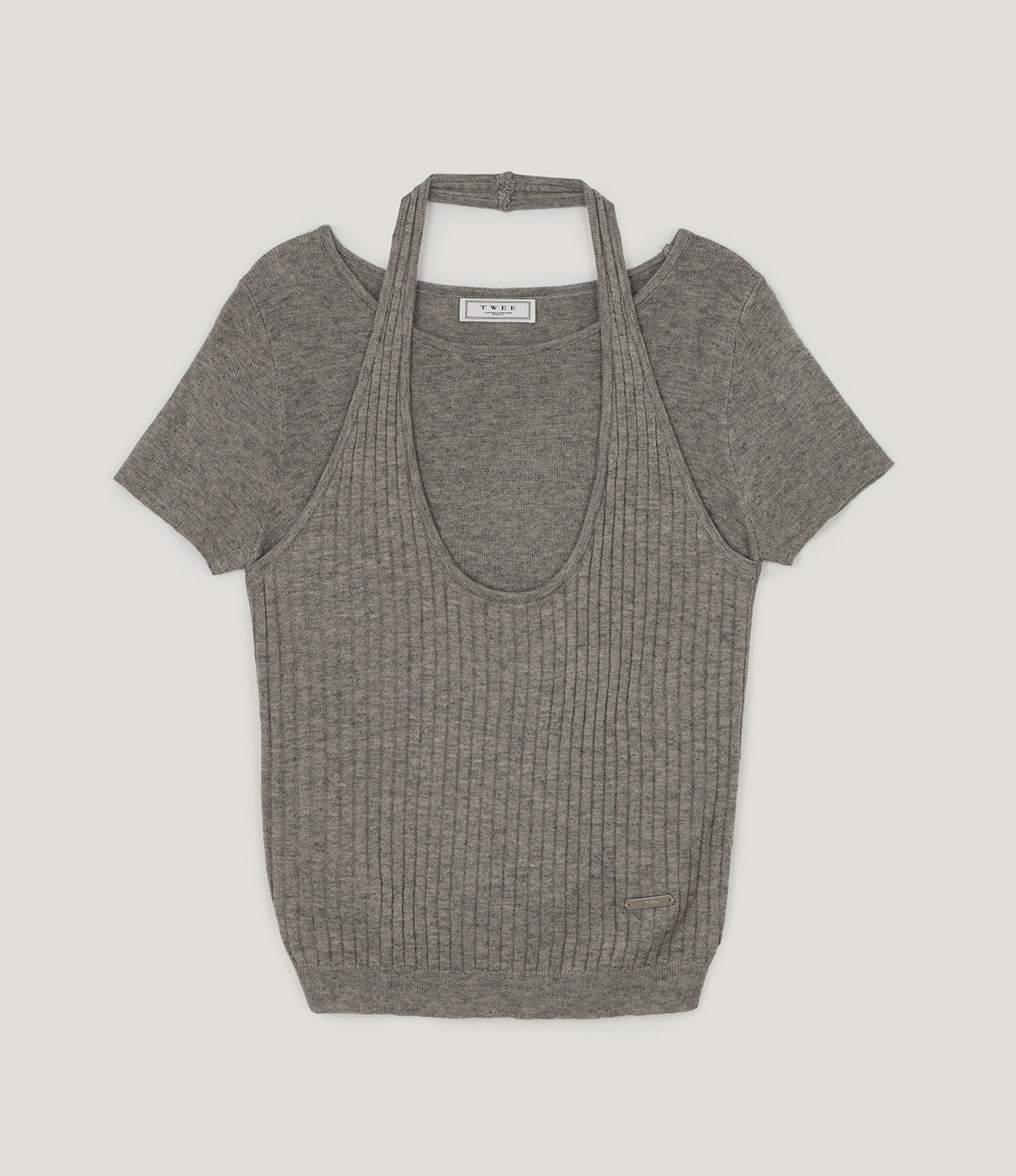 TWEE Neckholder mit Lagen, Kurzarm-Strick