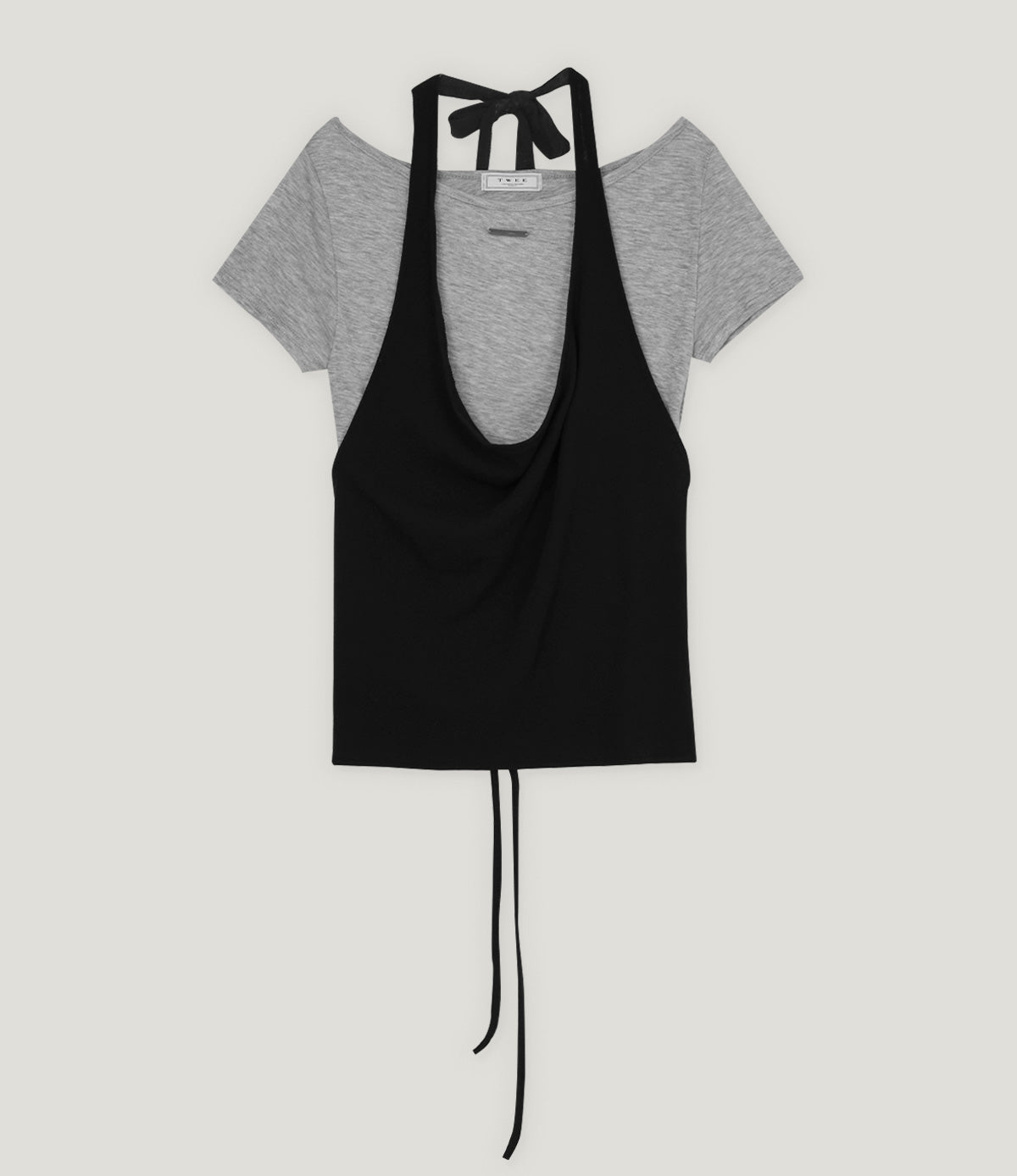 Berren halter neck sleeveless & long sleeve t-shirt set